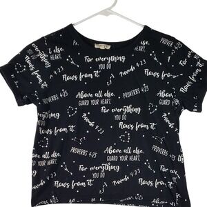 Good Vibes Only Black Proverbs 4:23 Graphic Tee Shirt Size Small